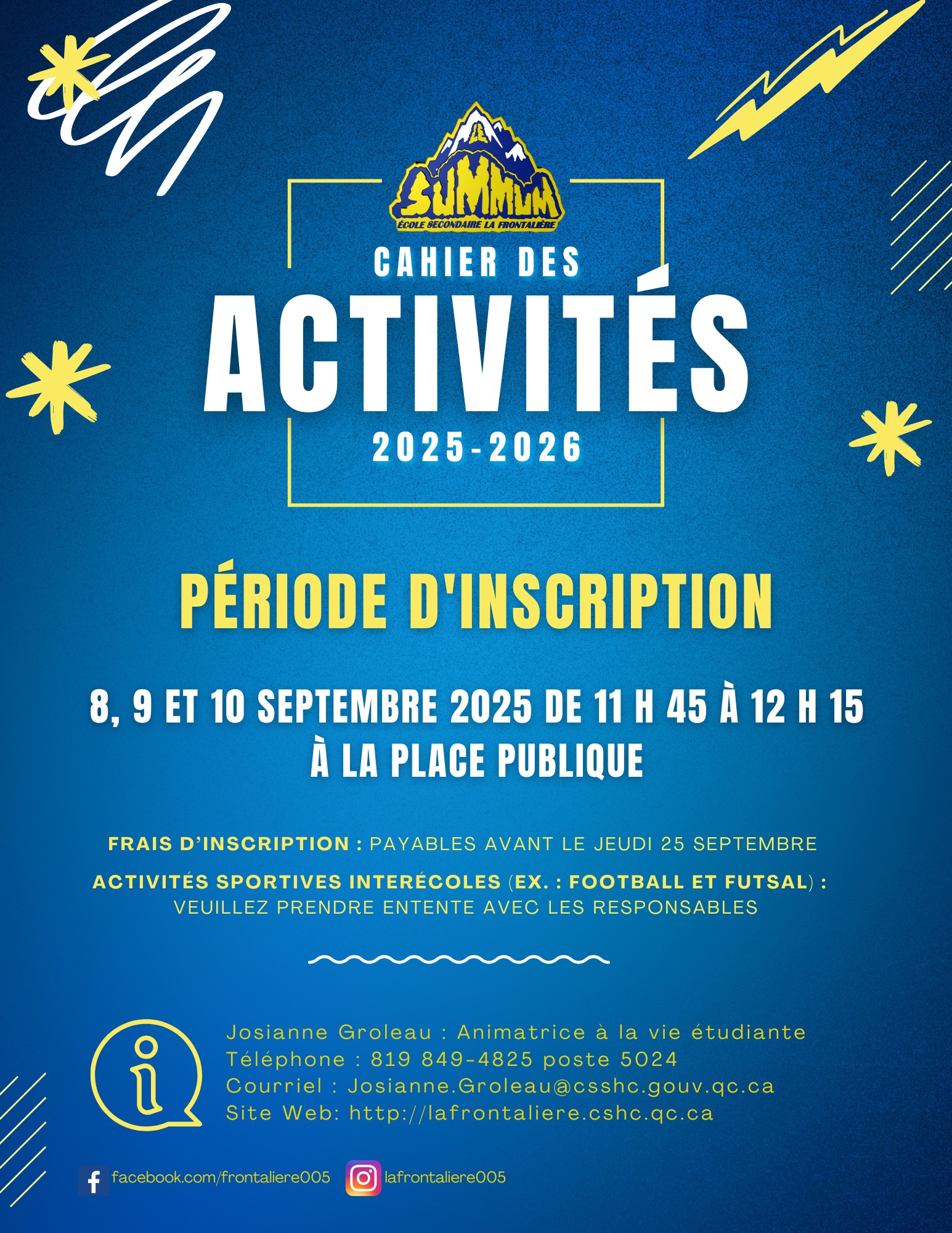 Cahier des activités 2025-2026 maintenant disponible!