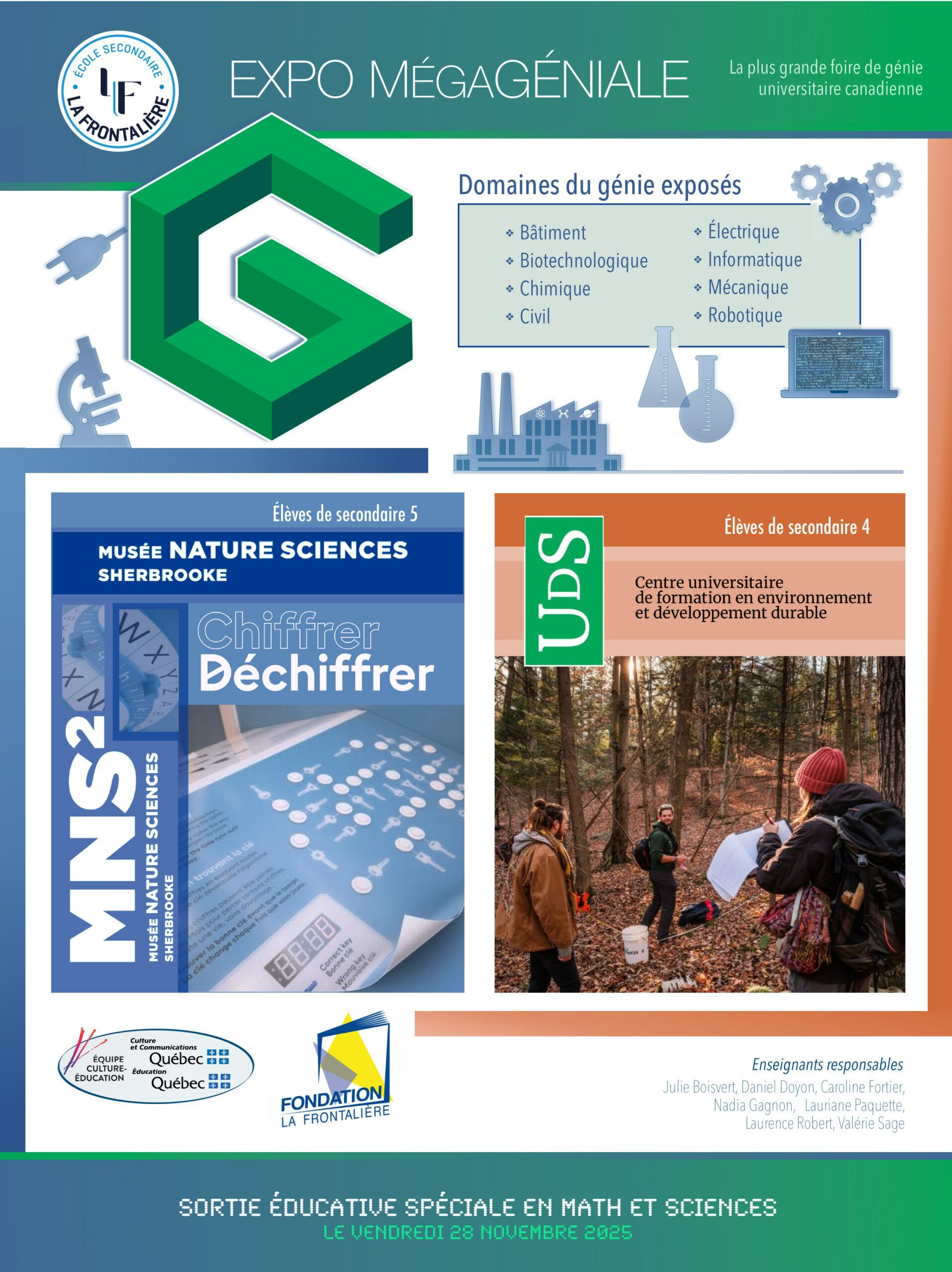 Sortie éducative spéciale en math et sciences de 4e et 5e secondaire : Vendredi 28 novembre 2025