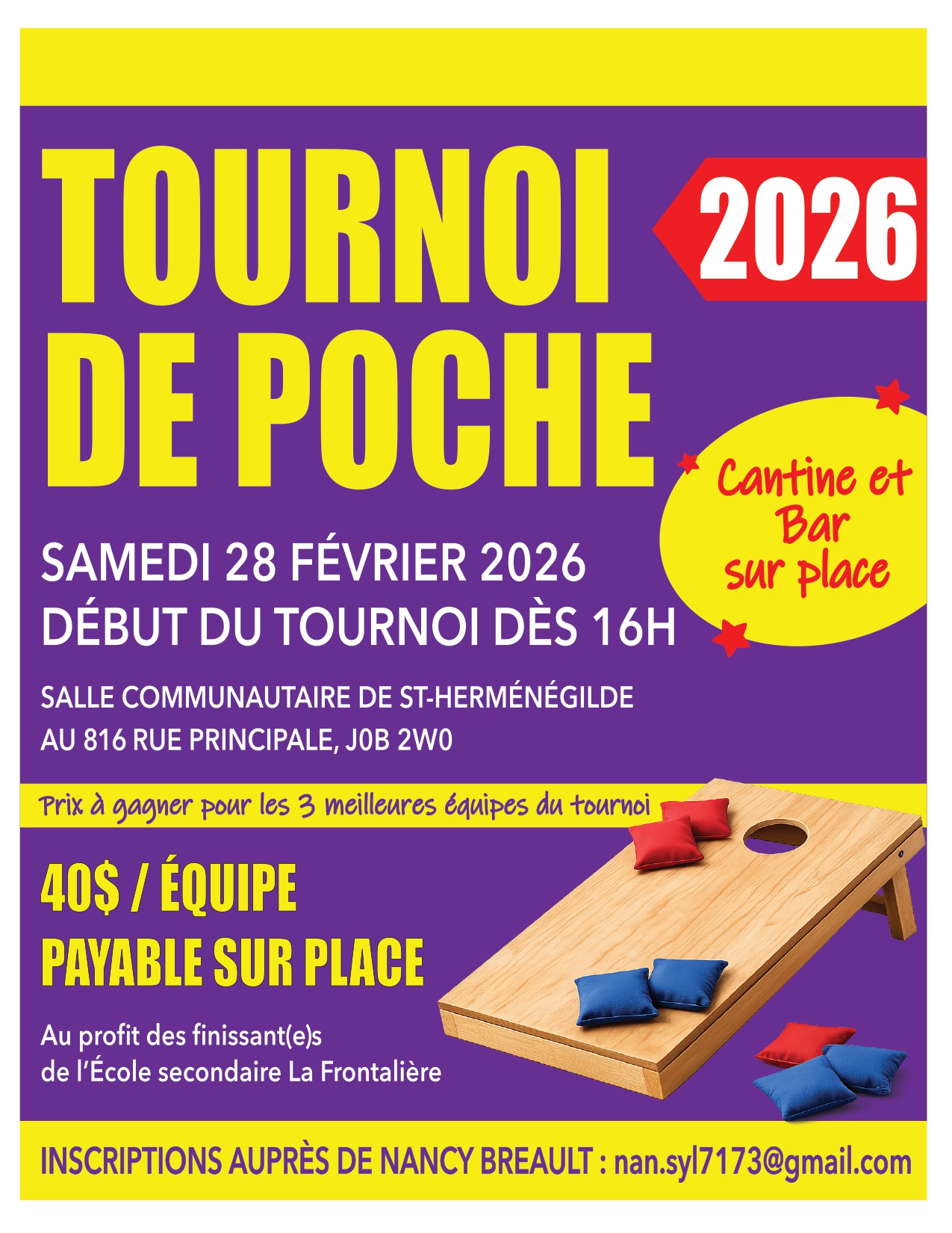 Tournoi de poche au profit des finissants !