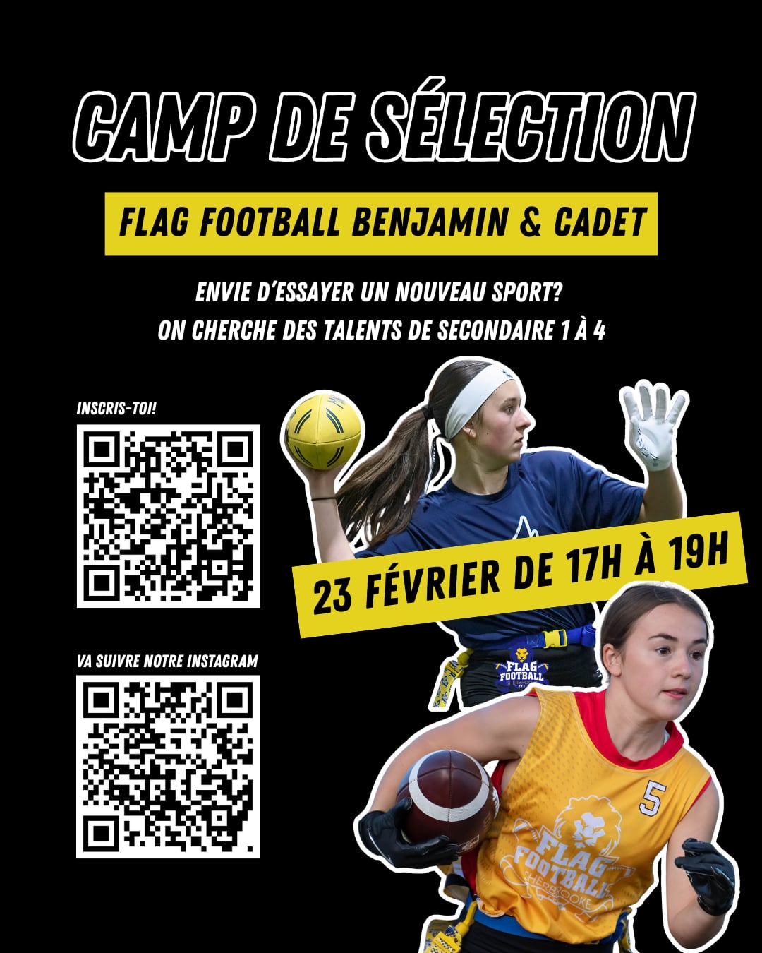 Camp de sélection – Flag football banjamin et cadet